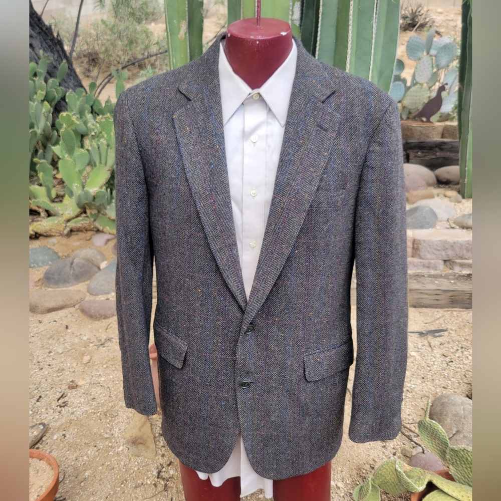 Cricketeer Tweed Jacket Leather Patch Sleeve